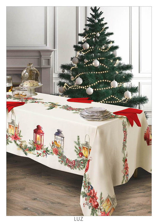 Tovaglia stampata natalizia Biancheria Luz Tov Tessitura Randi - evabiancheria