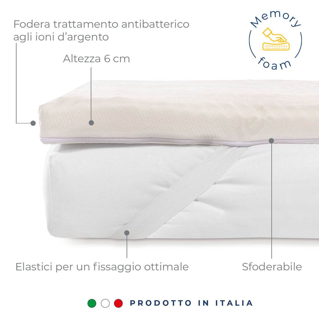 Topper Tinta Unita Biancheria Memory Topper Caleffi - evabiancheria