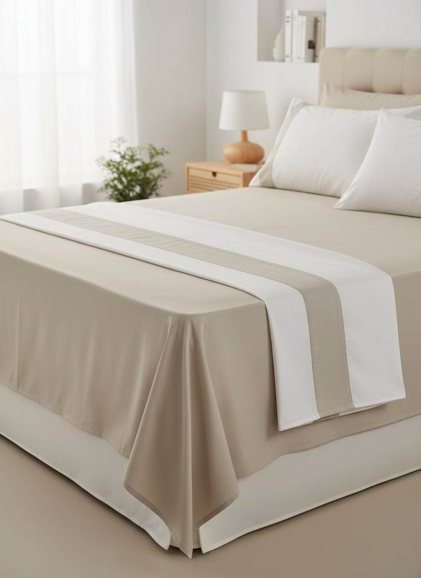 Lenzuola Bicolore Biancheria Time cpl Rebecca Home - evabiancheria