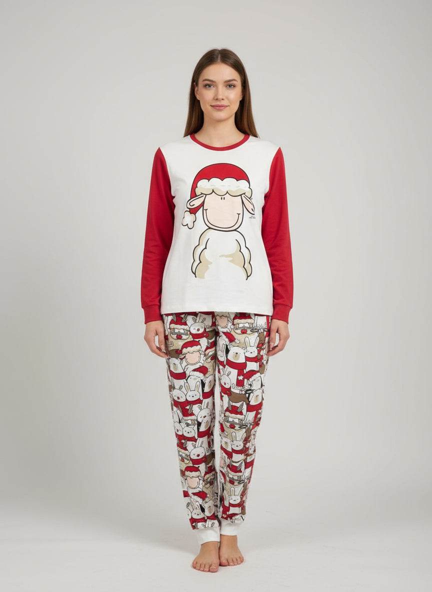Pigiama girocollo natalizio Donna H6878 Happy People - evabiancheria