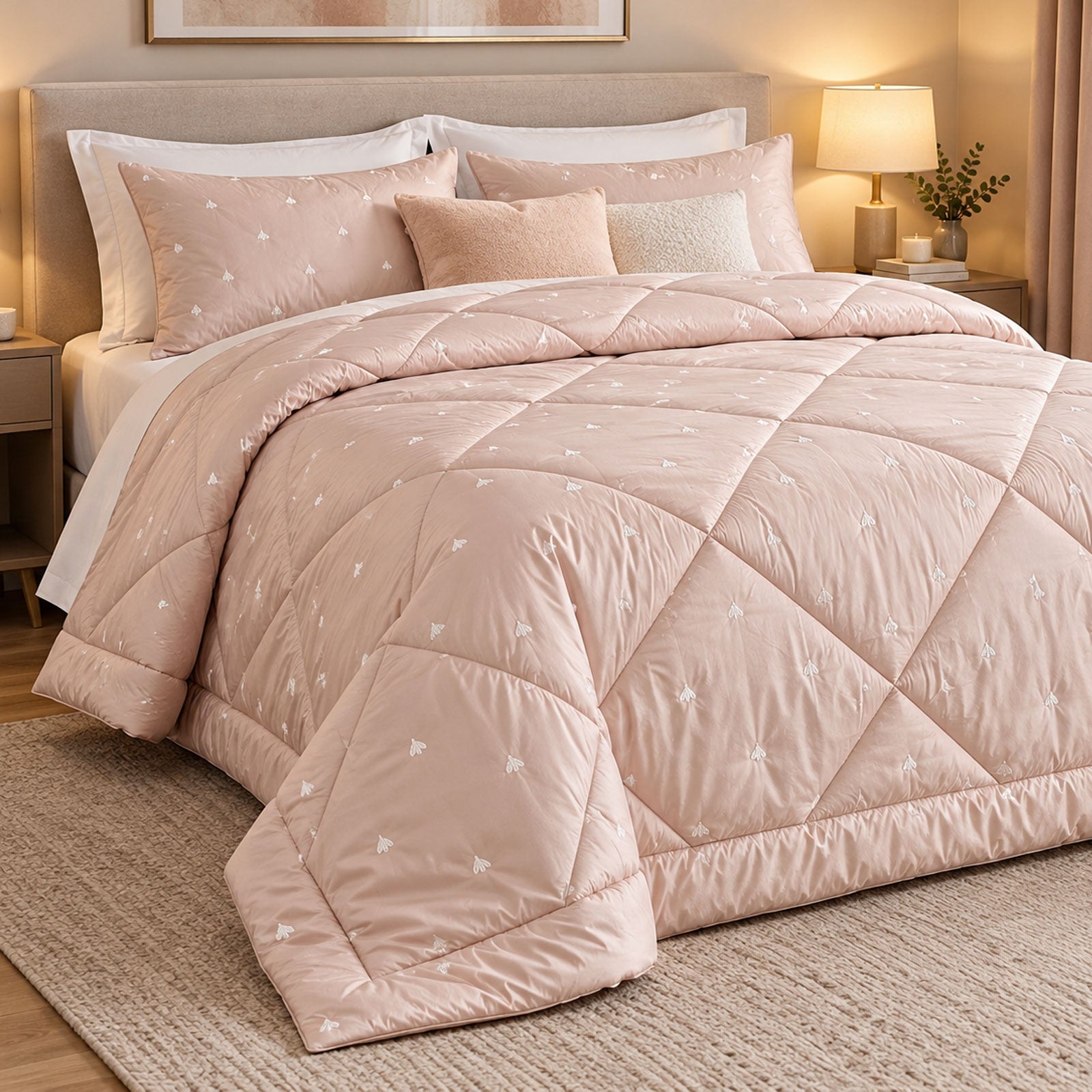Quilt with embroidery Api Satin Trap Mastro Raphael linen