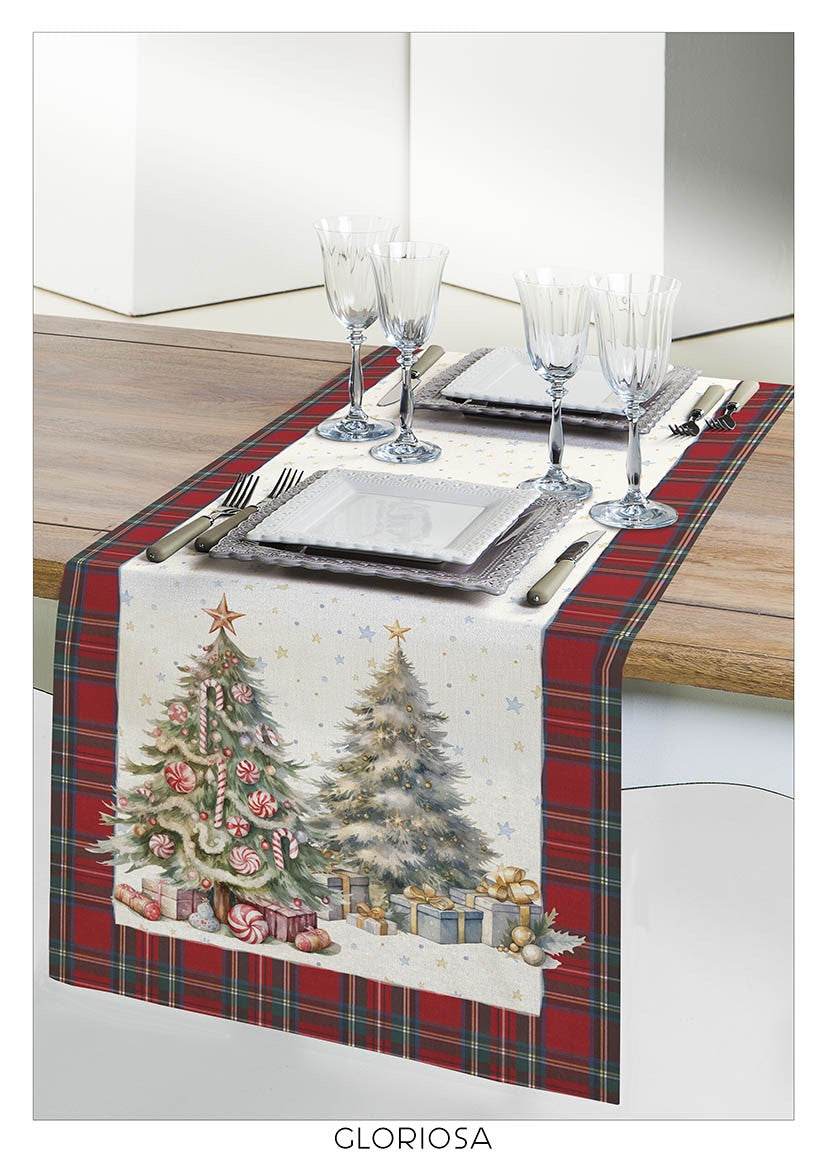 Runner stampata natalizia Biancheria Gloriosa Runner Tessitura Randi - evabiancheria