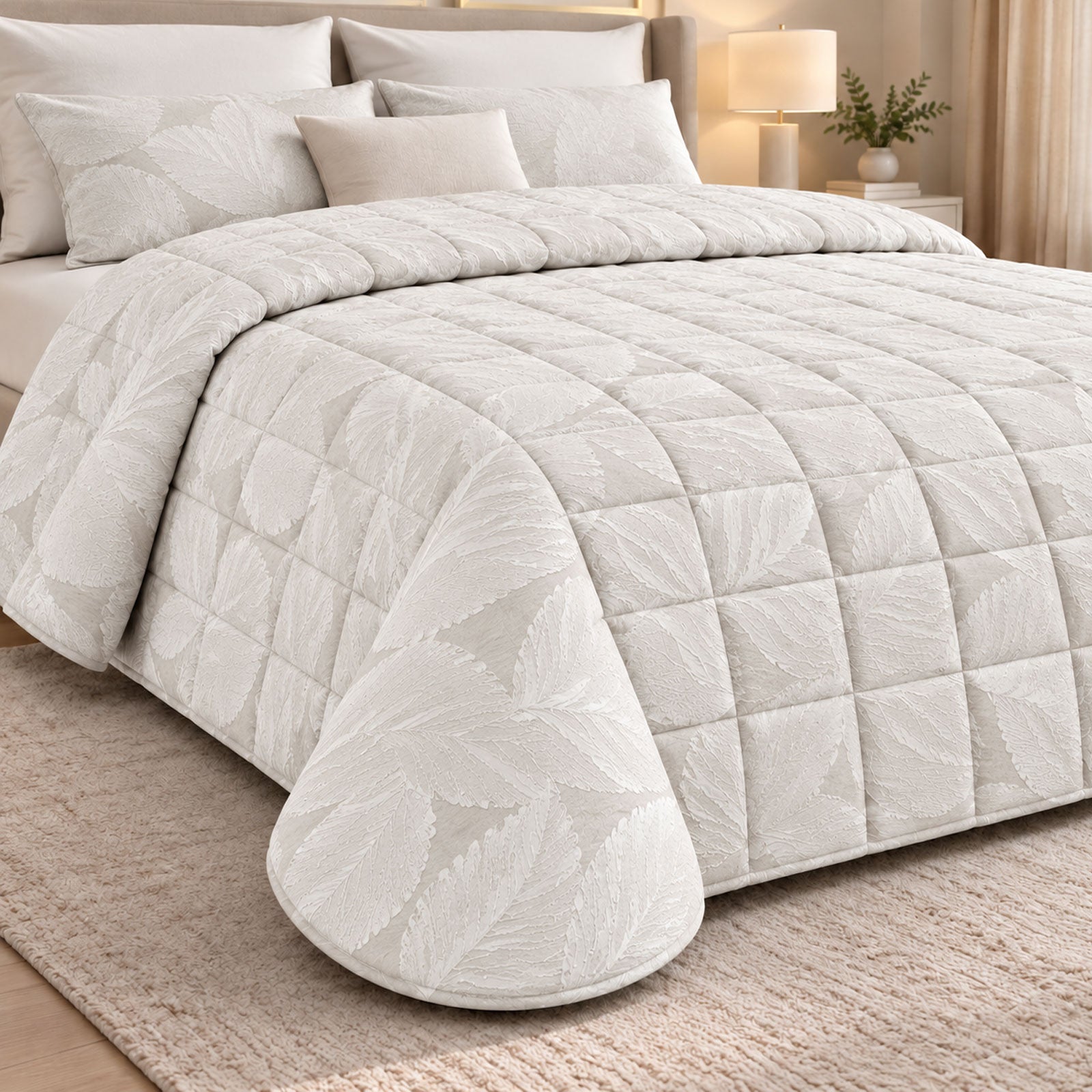 Trapunta jacquard Biancheria Grimilde Foliage Trap Eva Home