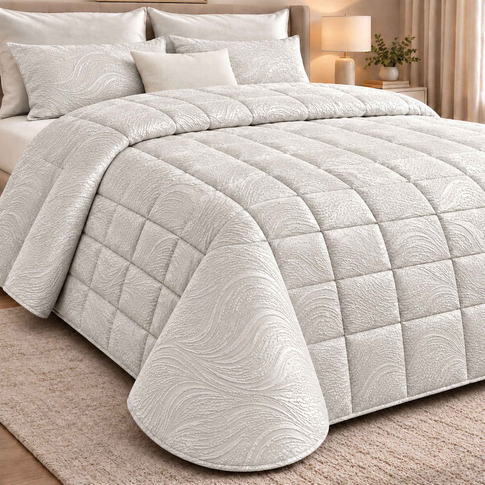 Trapunta jacquard Biancheria Solimene Onde Trap Eva Home