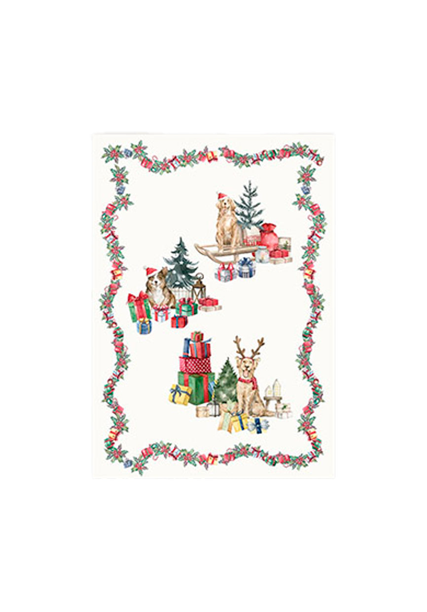 Torchon imprimé Noël Merry Christmas Linen 24 STR4 Tessitura Randi