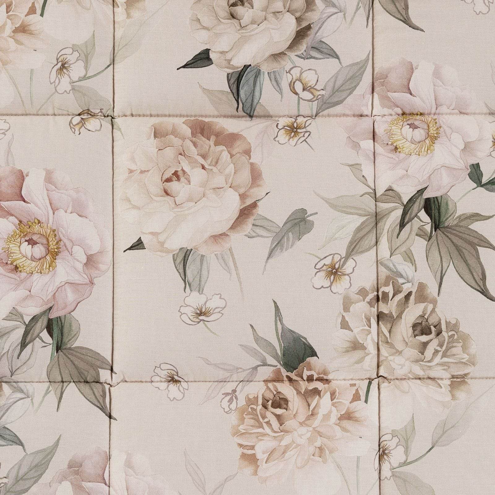 Trapunta Stampato Biancheria Peonia Queen Caleffi - evabiancheria