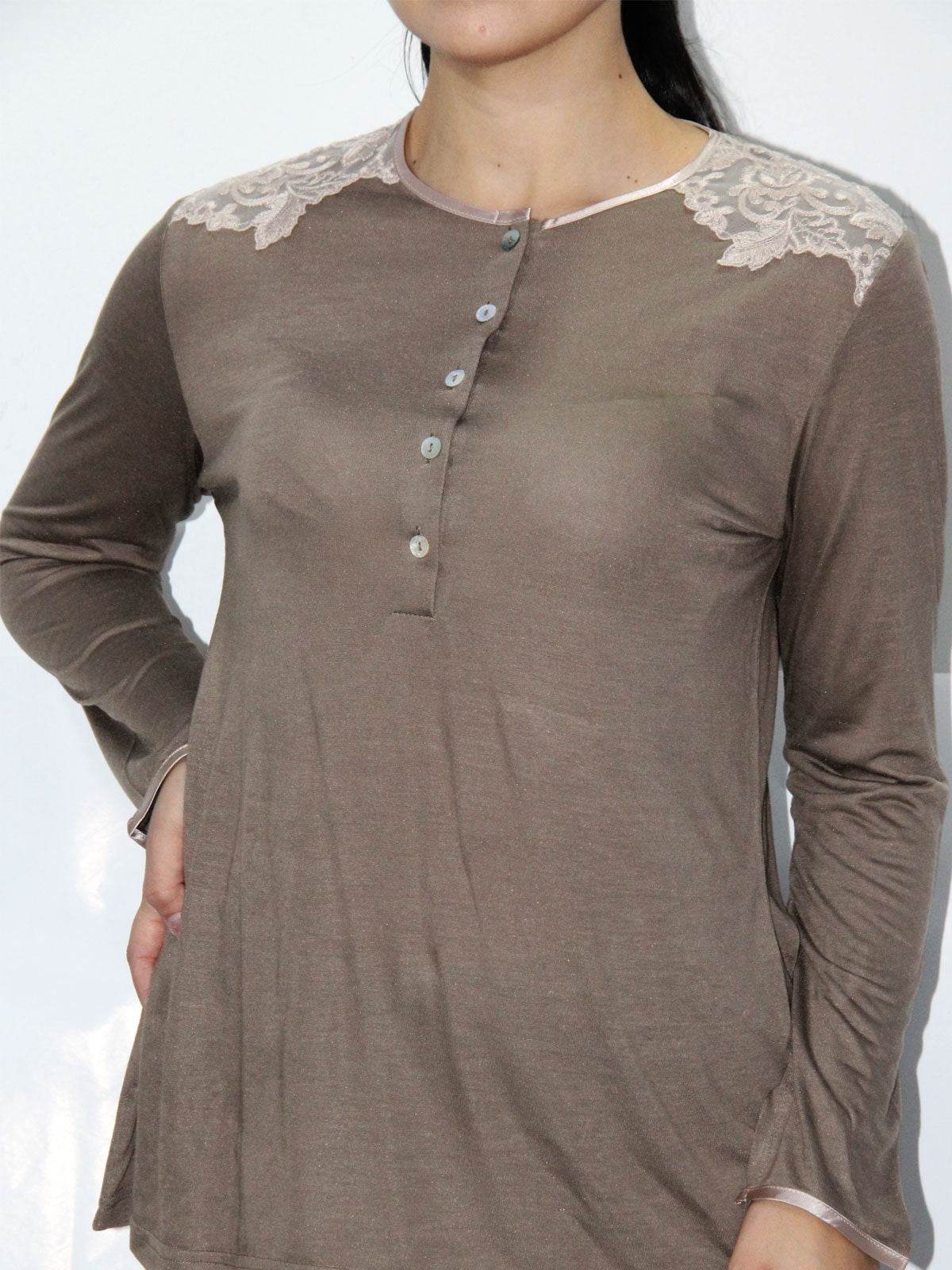 Pigiama Serafino Donna I24822 3 Prima Rosa - evabiancheria