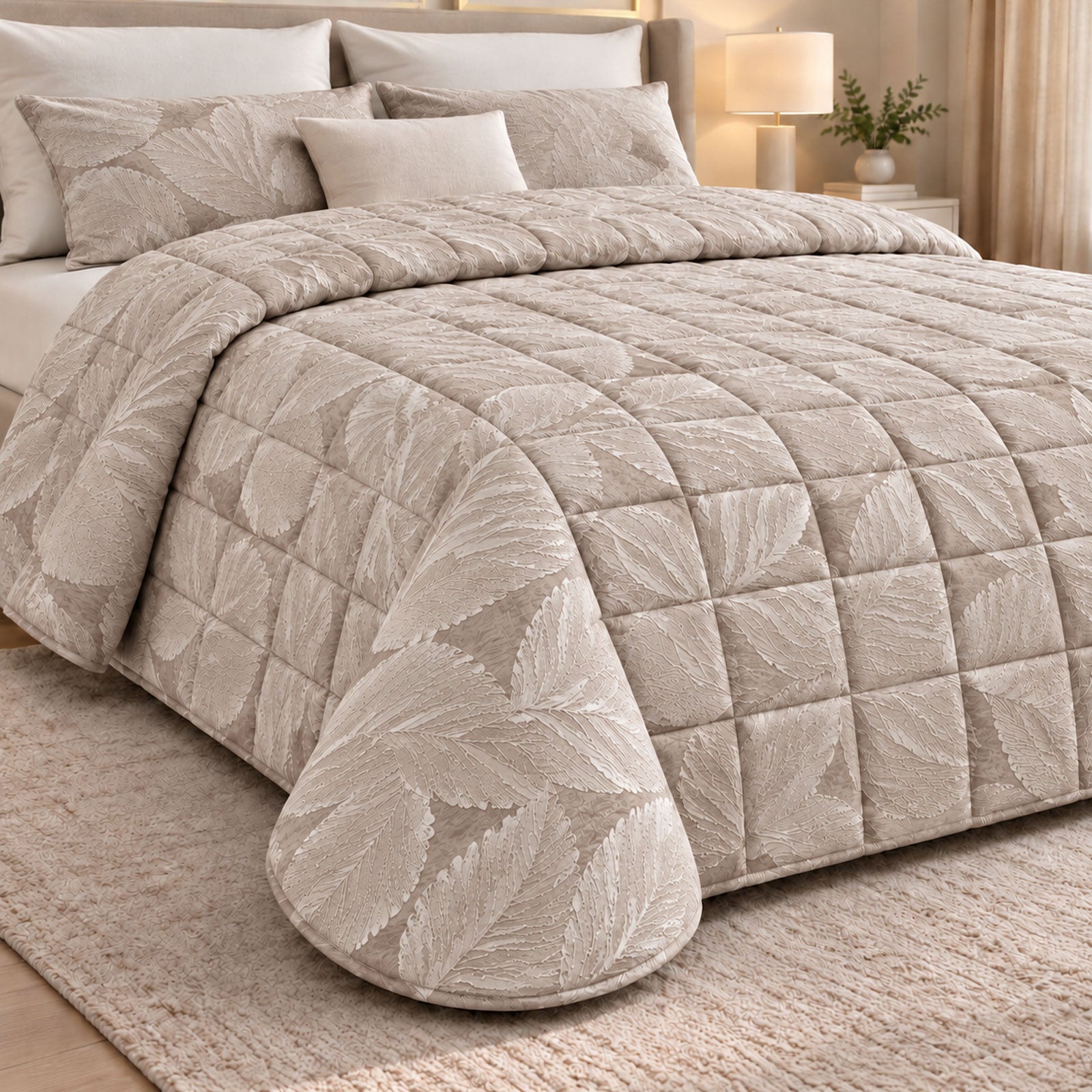 Trapunta jacquard Biancheria Grimilde Foliage Trap Eva Home