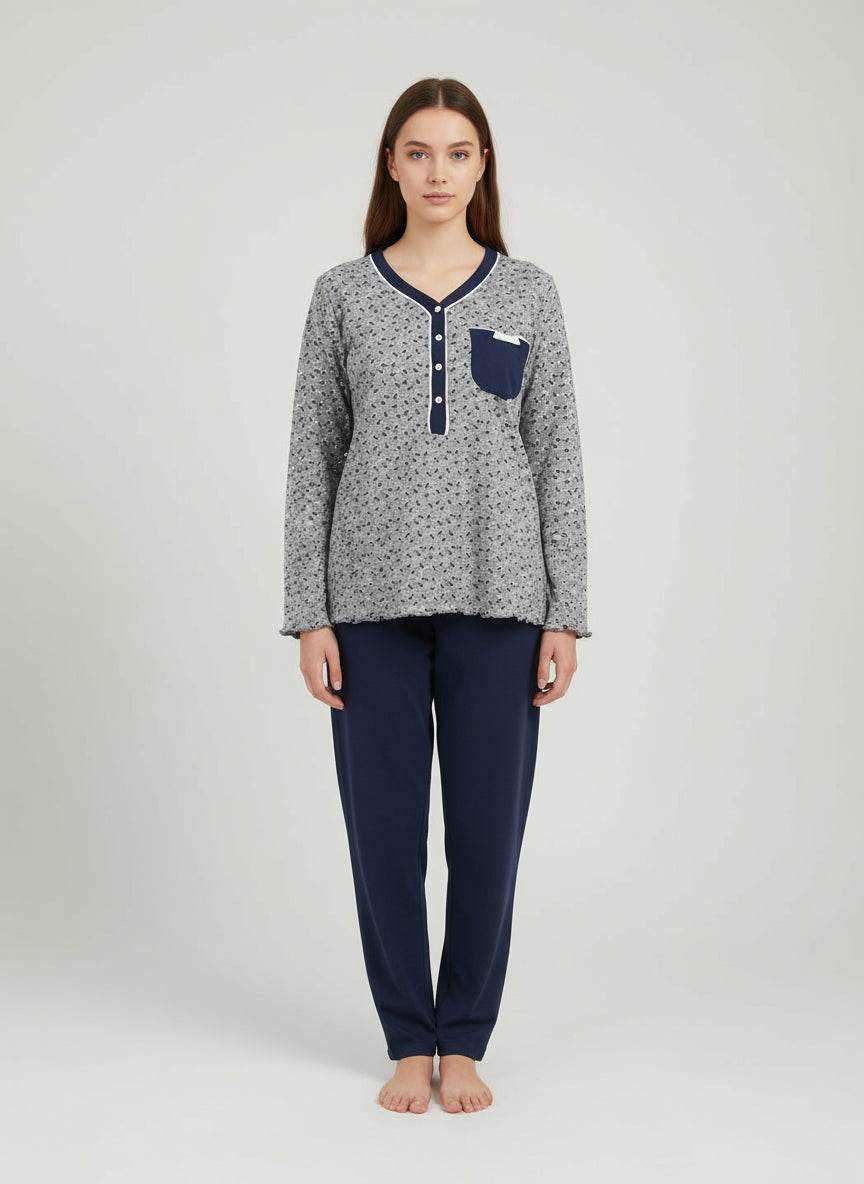 Pigiama Serafino Donna L0DO4 Gr Lovable - evabiancheria