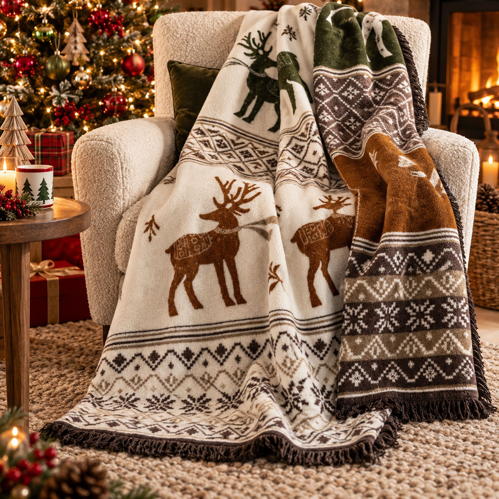 Plaid stampato natalizio Biancheria Christmas Colmayer Plaid Neith
