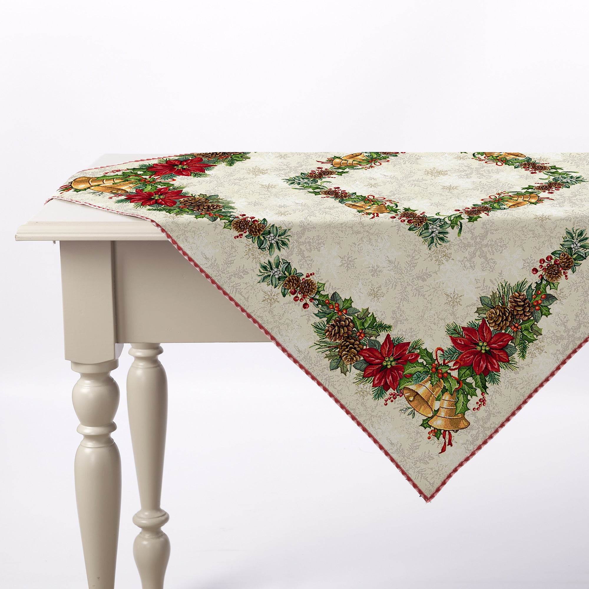 Centrotavola 100x100 Natalizio Biancheria Campane Centrotavola Nat Mae - evabiancheria