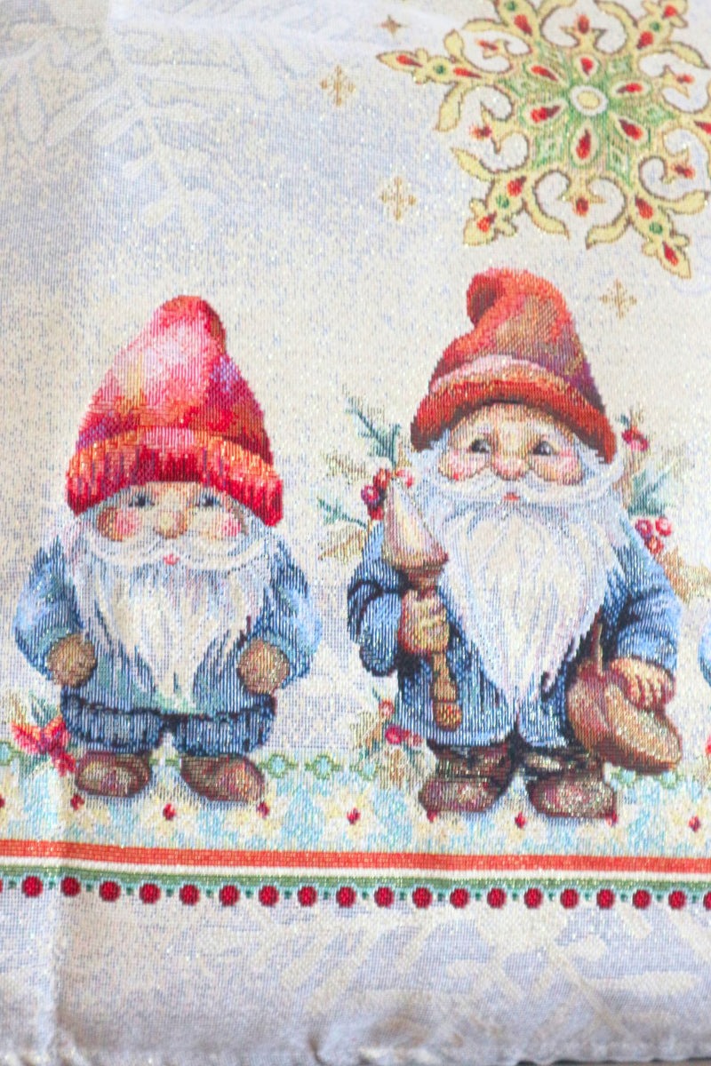 45x45 Christmas Pillow Gnomes Linen Pillowcase Nat Mae