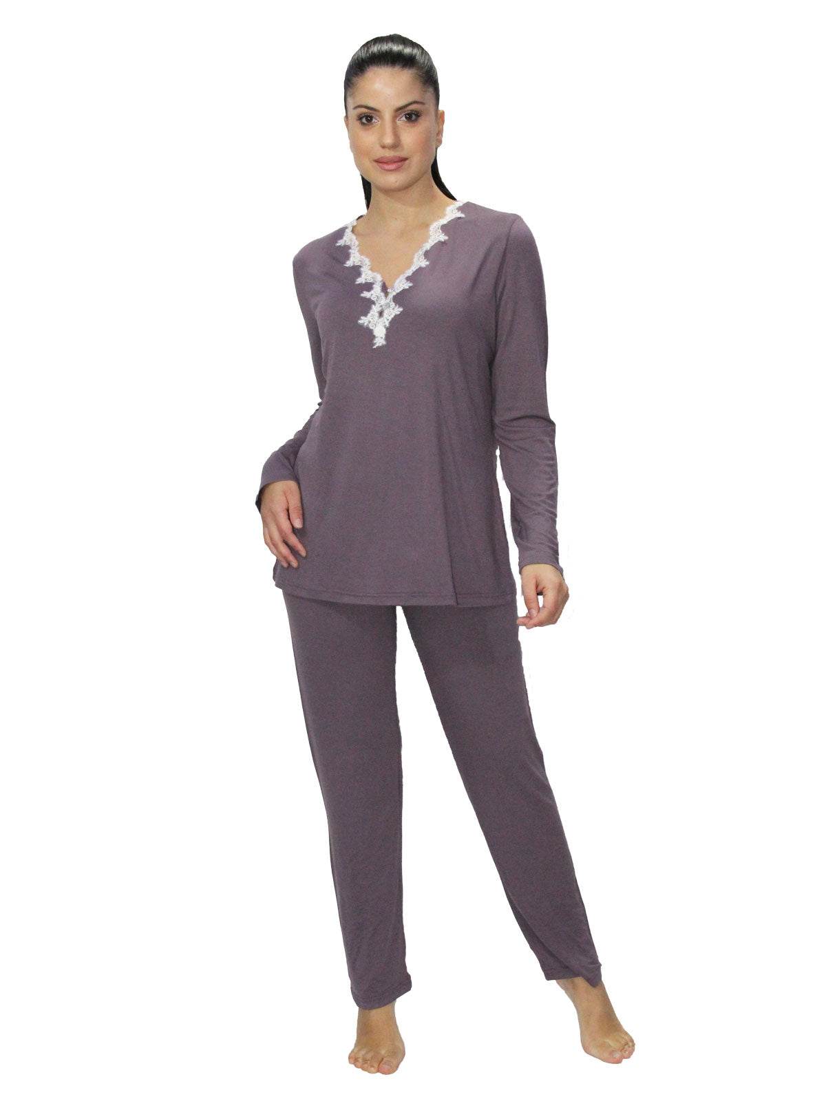 Pigiama Serafino Donna I24816 3 Prima Rosa - evabiancheria