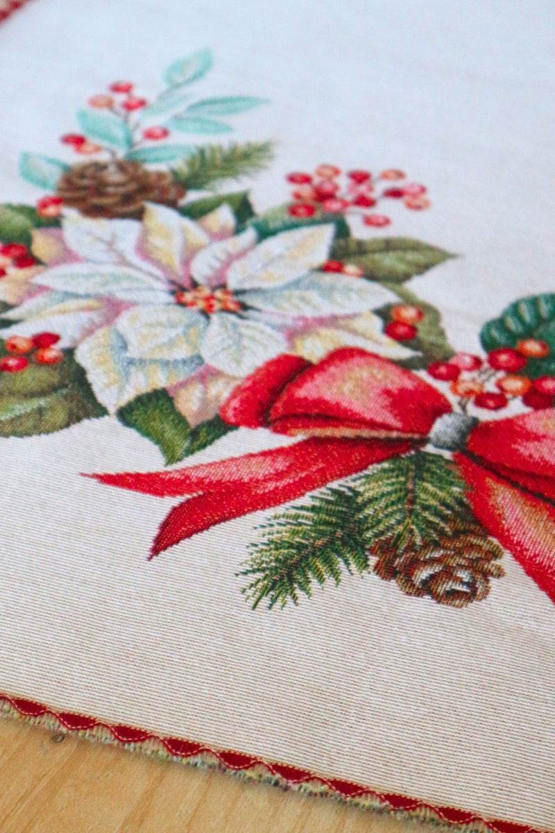 Runner 47x140 Natalizio Biancheria Fiocco Runner Nat Mae - evabiancheria