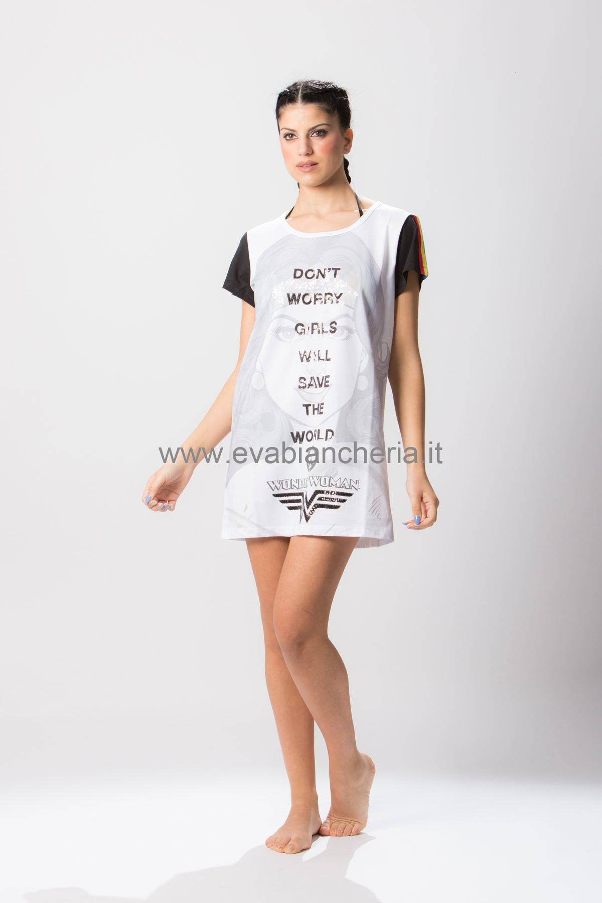 Abito corto Donna WONDER WOMAN 9881 Pepita - evabiancheria