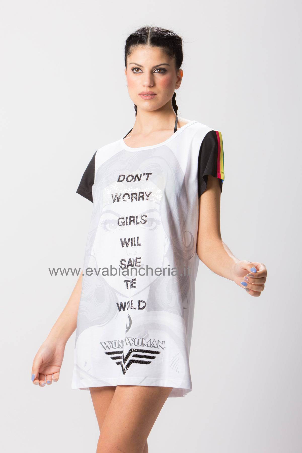 Abito corto Donna WONDER WOMAN 9881 Pepita - evabiancheria