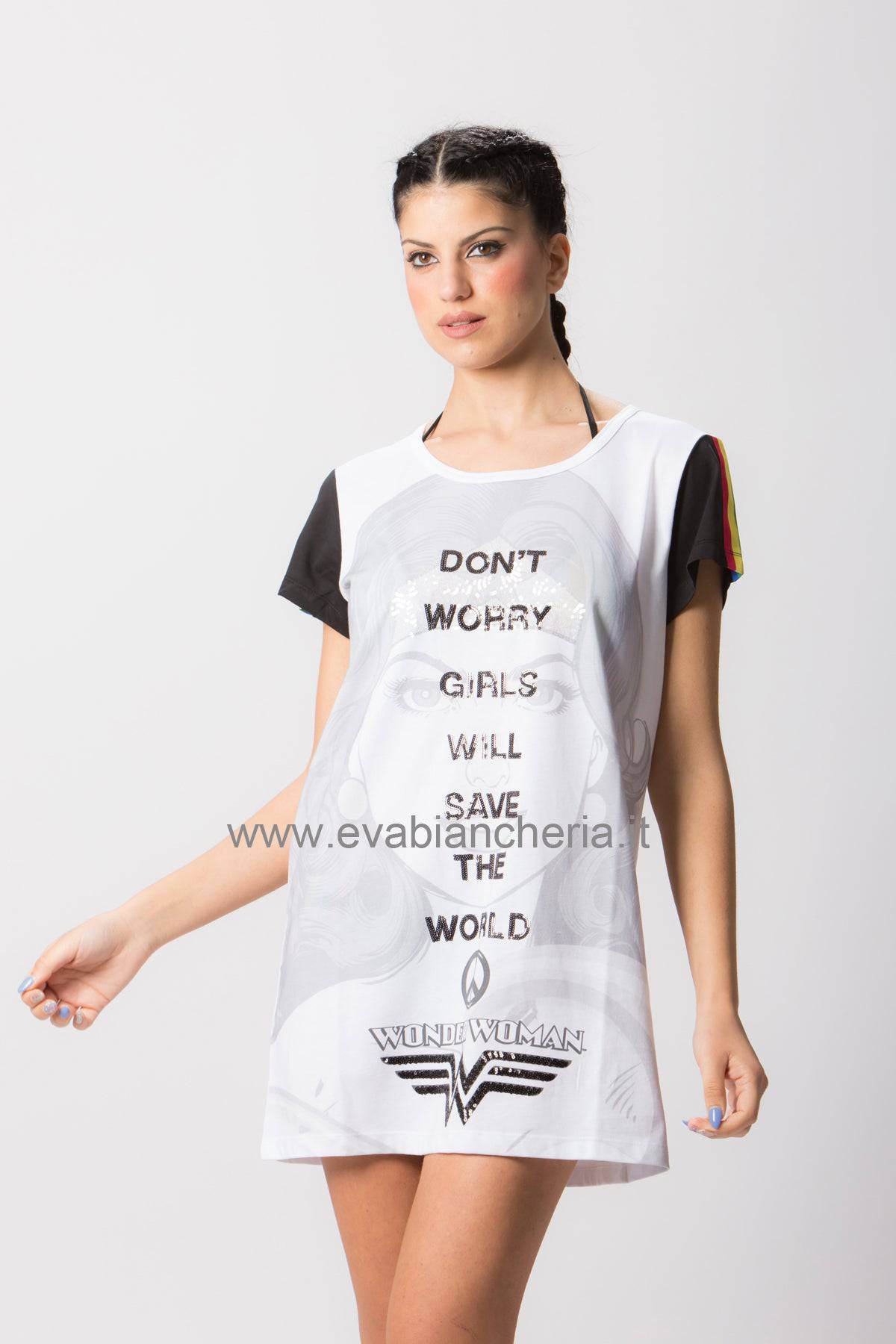 Abito corto Donna WONDER WOMAN 9881 Pepita - evabiancheria