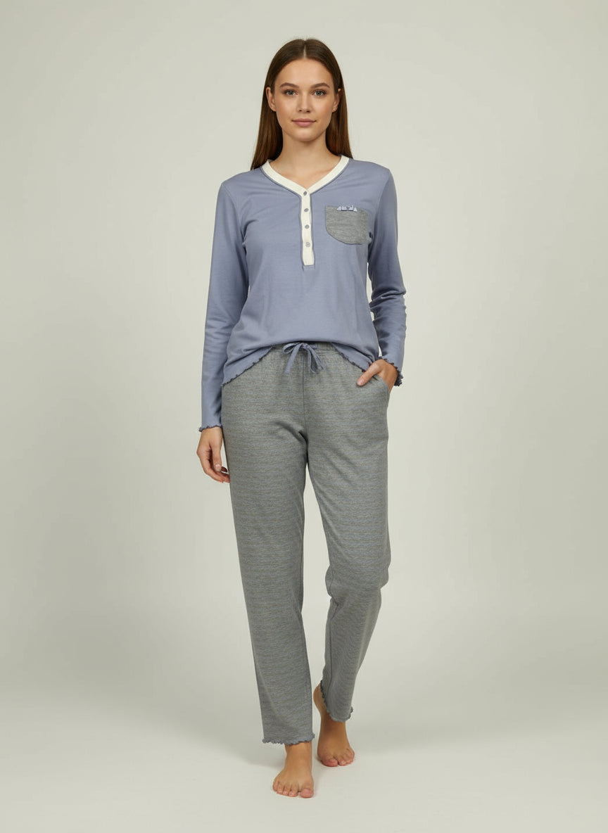 Pigiama Serafino Donna L0DO4 AZZ Lovable