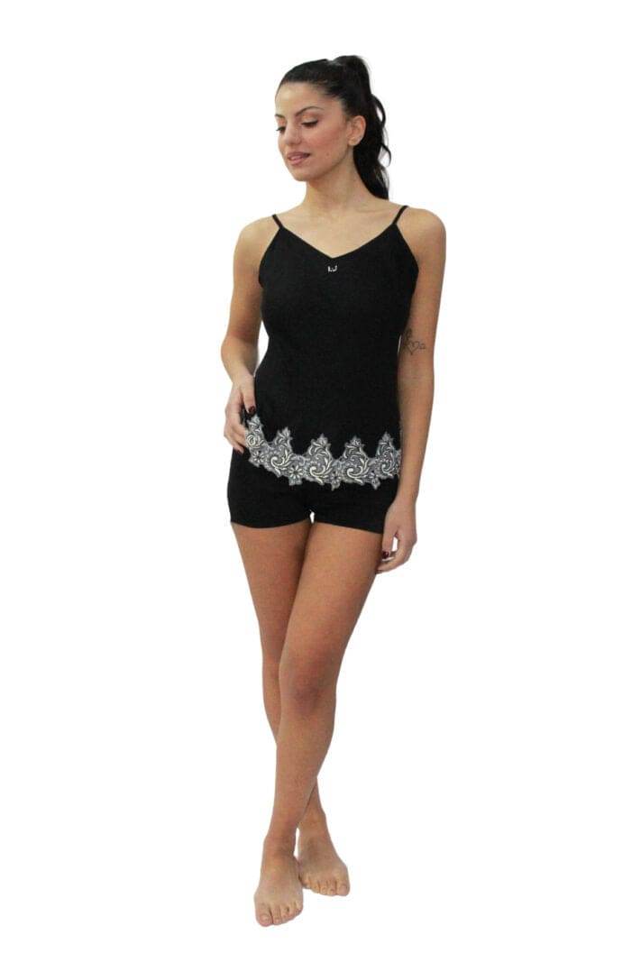 Baby Doll Top + Culotte Donna DL0027 Nero Liu Jo Home - evabiancheria