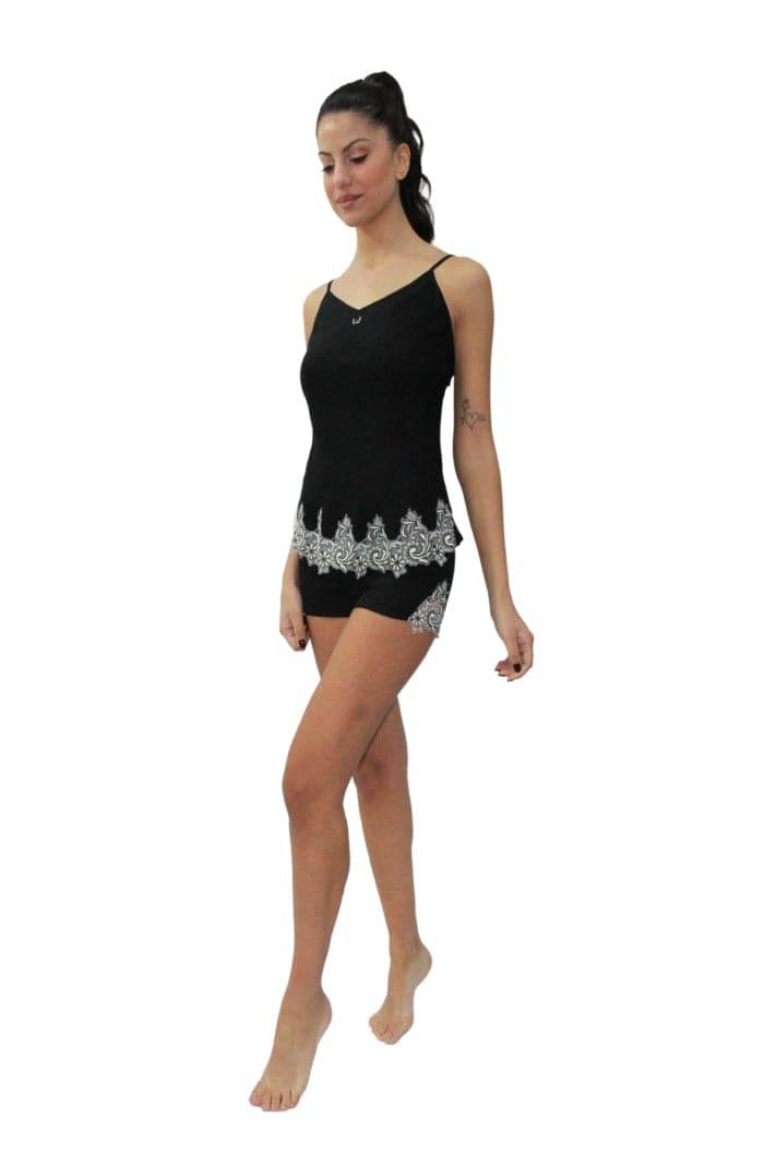 Baby Doll Top + Culotte Donna DL0027 Nero Liu Jo Home - evabiancheria