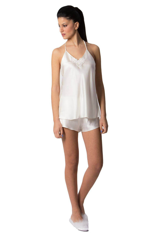 Baby Doll Top + Culotte Donna L6T1027 Avorio Luna di Seta - evabiancheria