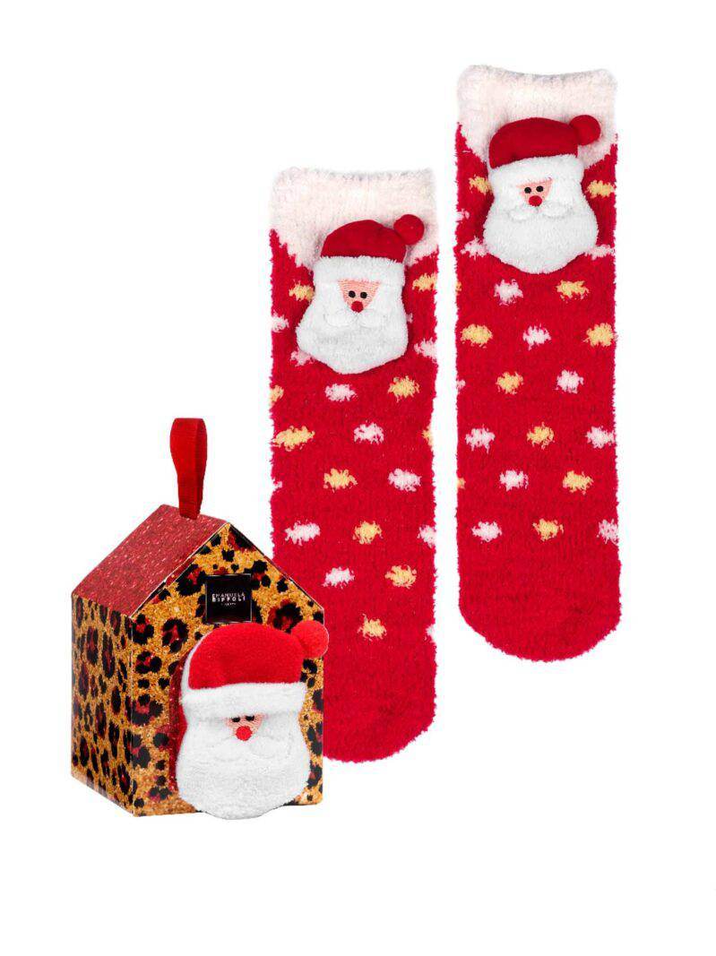 Calza antiscivolo natalizia corta Donna 30019 BABBO NATALE Emanuela Biffoli - evabiancheria