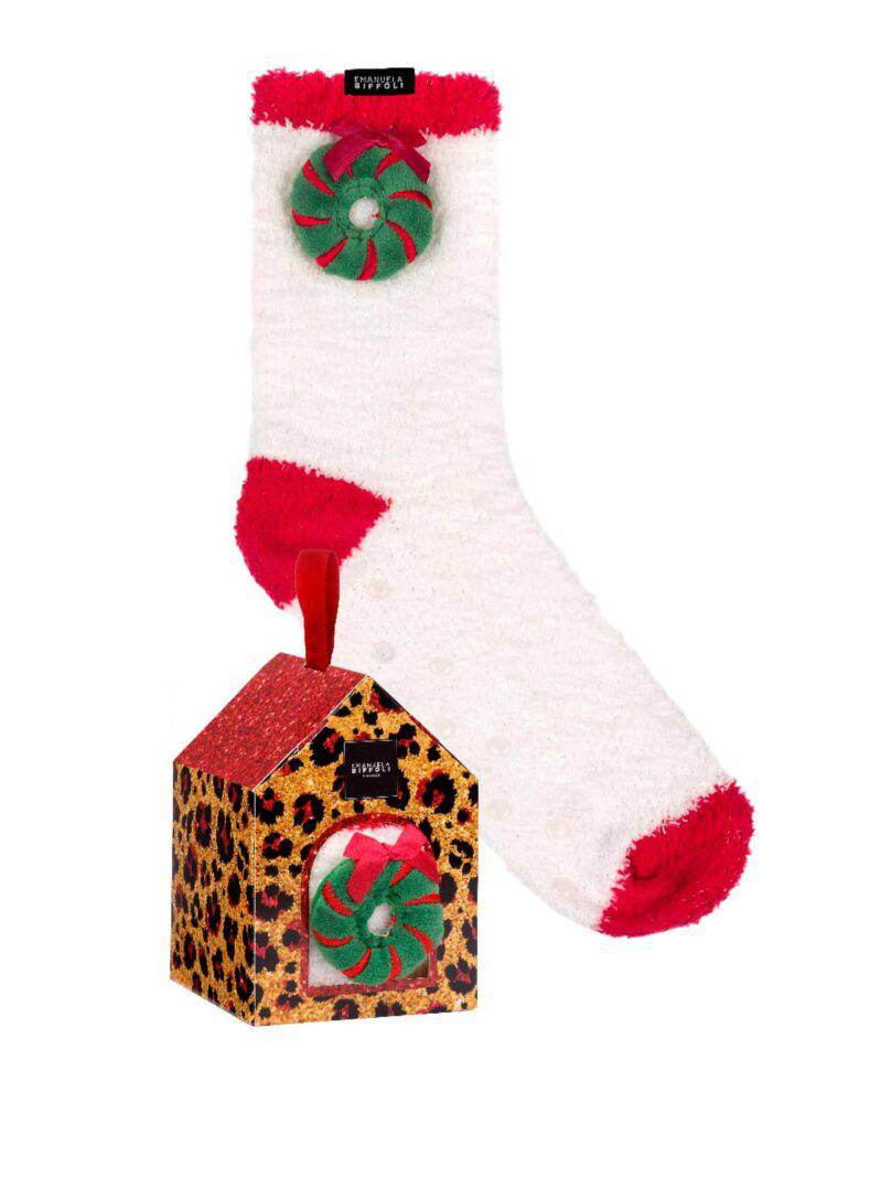 Calza antiscivolo natalizia corta Donna 30019 GHIRLANDA Emanuela Biffoli - evabiancheria