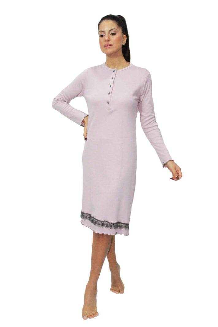 Camicia Lunga Donna 2664 Rosa e Menta - evabiancheria