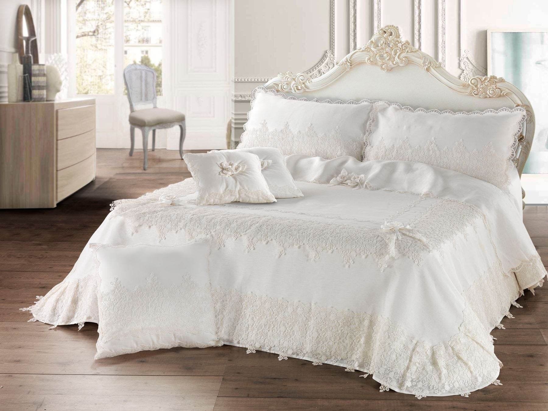 Copriletto+Lenzuola con pizzo Biancheria Desi Composè Chiarelle Sophie - evabiancheria