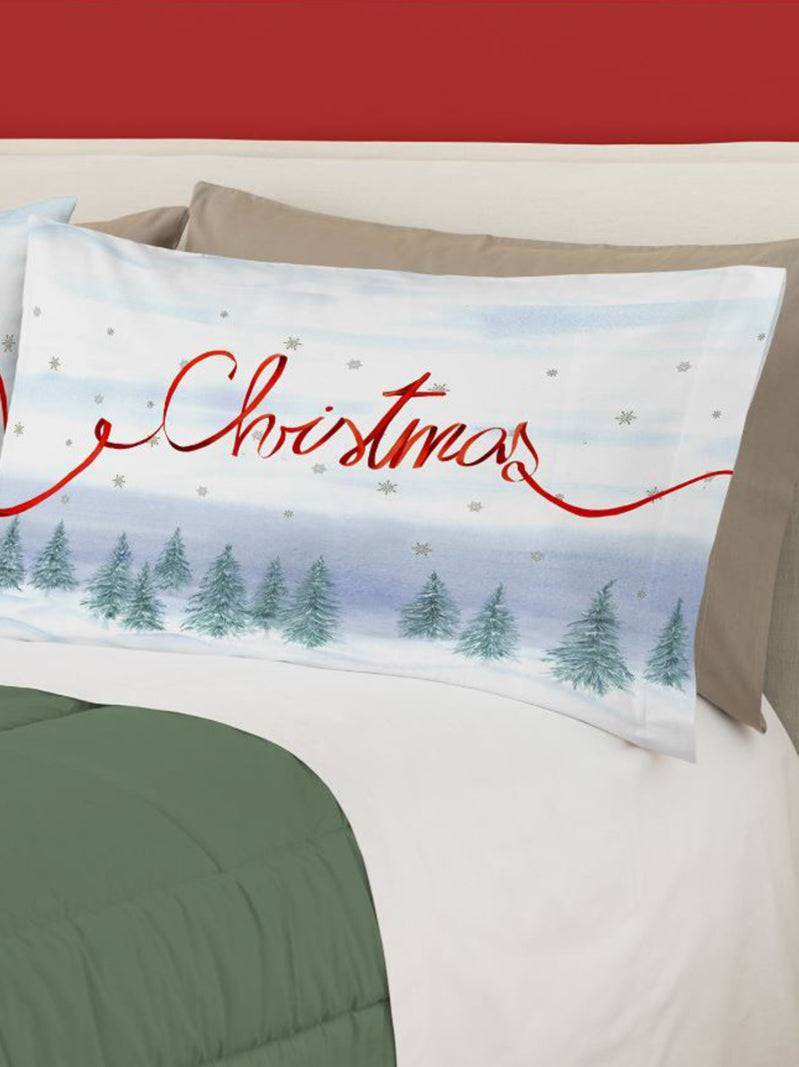 Federe stampate natalizie Biancheria MARRY CHRISTMAS FED Riviera - evabiancheria