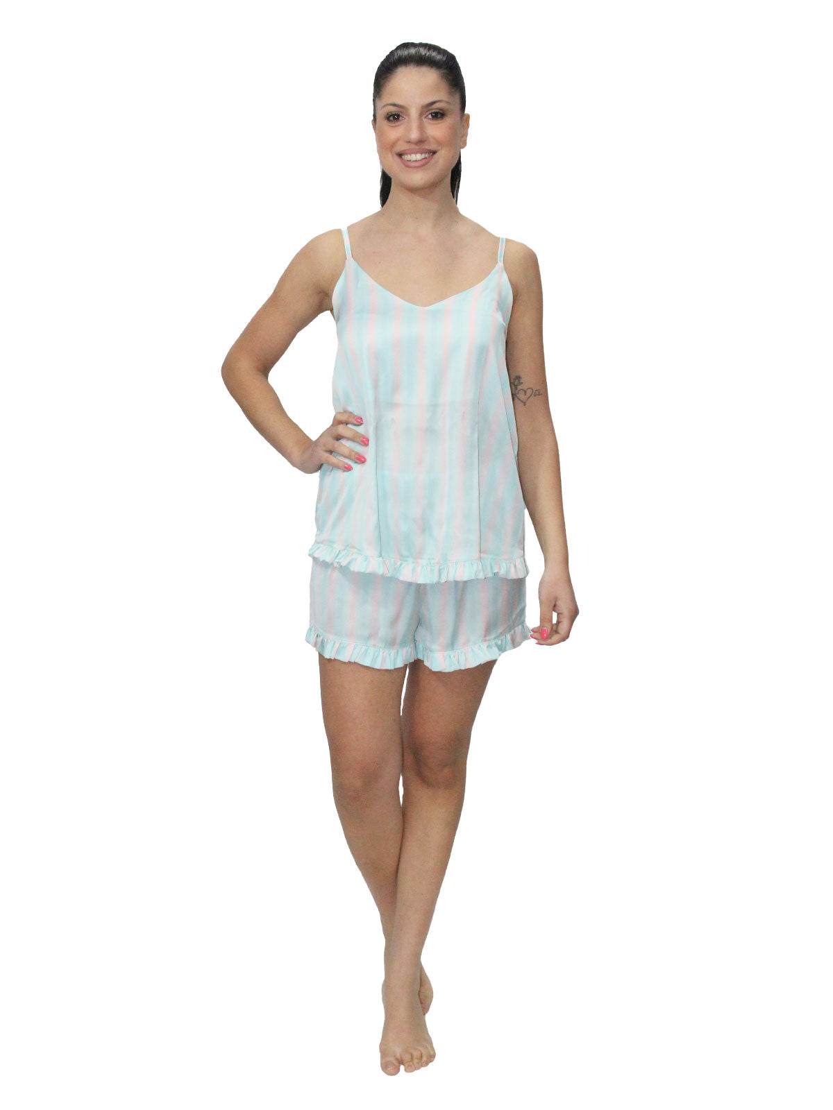 Baby Doll Top + Culotte Donna Peonia Tririga Filo D Angelo - evabiancheria