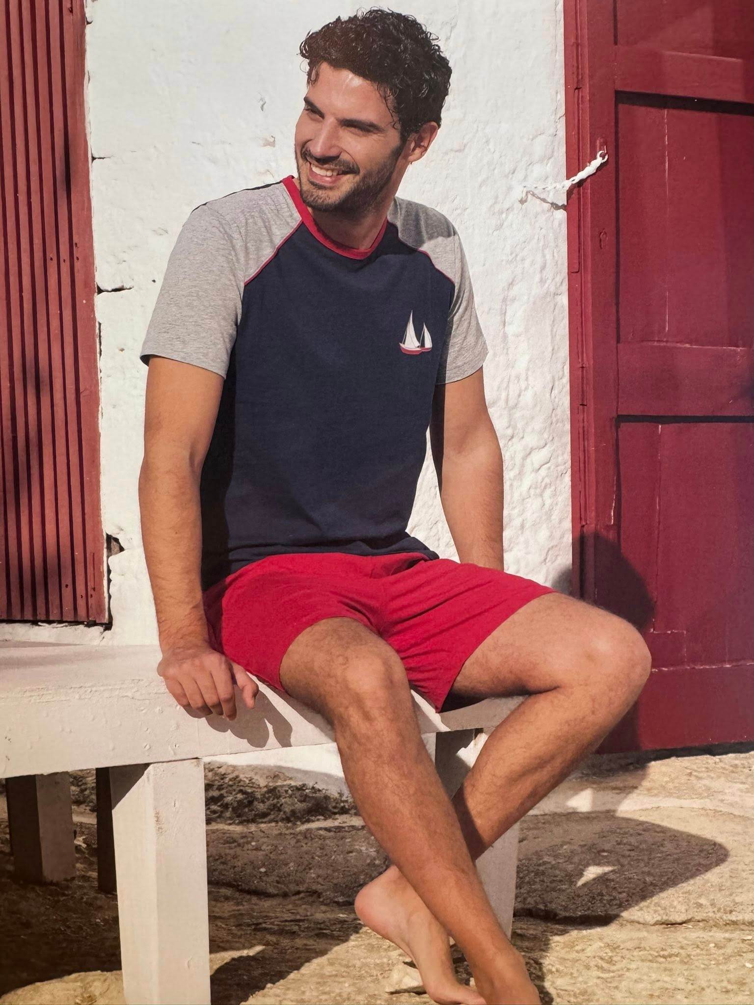 Pigiama corto Uomo L0DSP BLU Lovable - evabiancheria