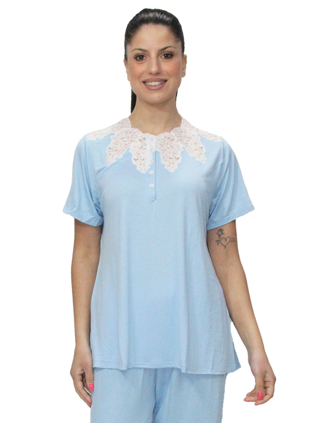 Pigiama Manica corta con pantalone lungo Donna 6468 Clara Rossi Firenze
