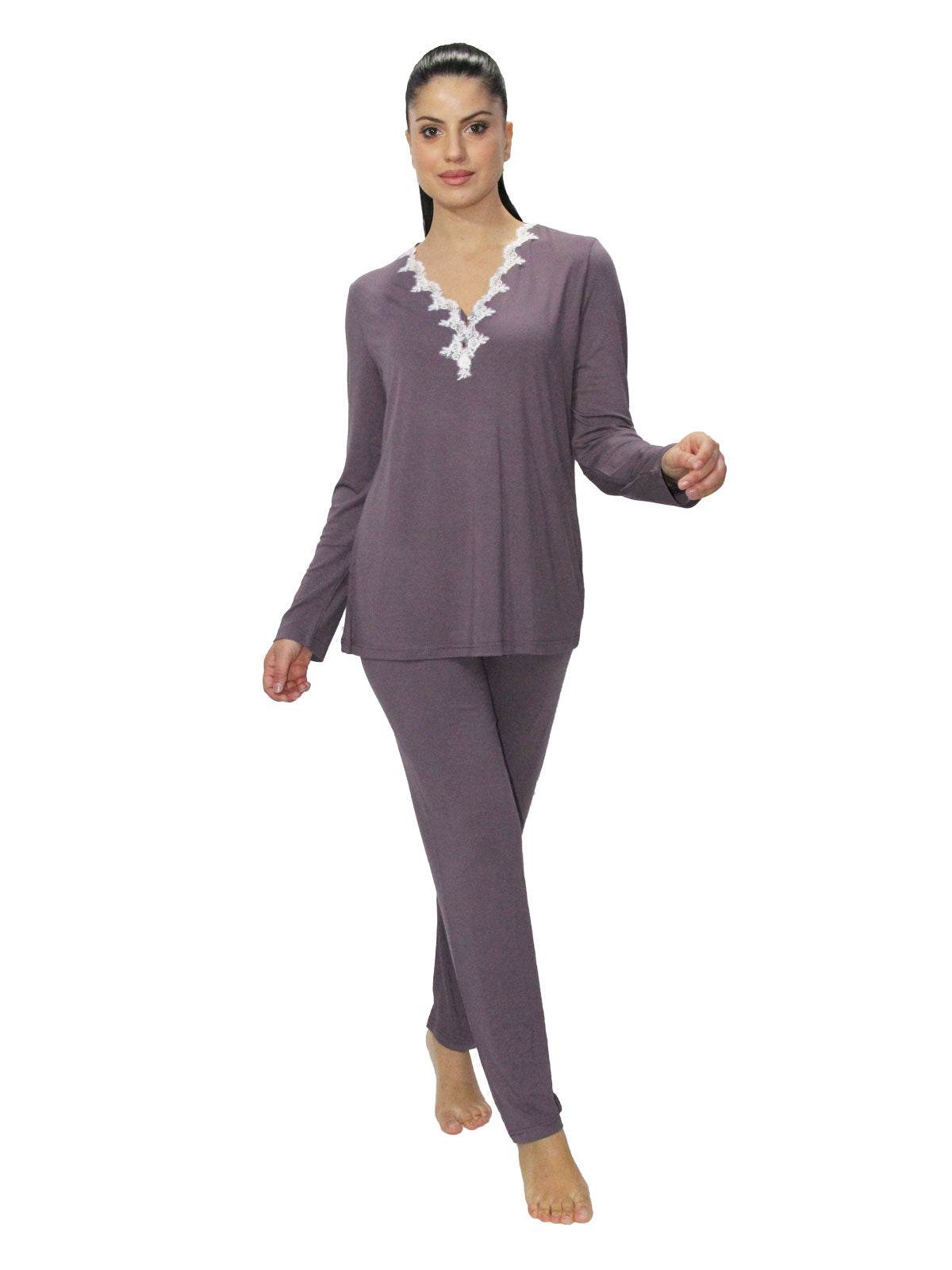 Pigiama Serafino Donna I24816 3 Prima Rosa - evabiancheria