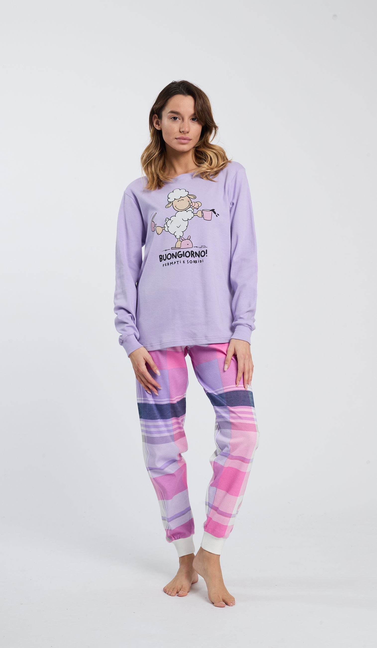 Pigiama Giro collo Donna H6734 Happy People - evabiancheria