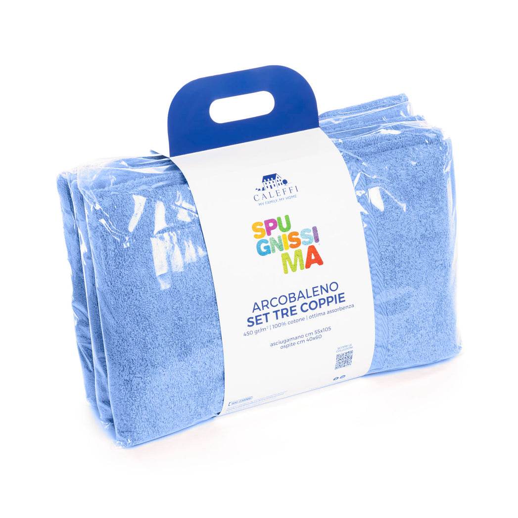 Asciugamani 3 viso + 3 ospite Biancheria MInorca 3+3 Caleffi - evabiancheria