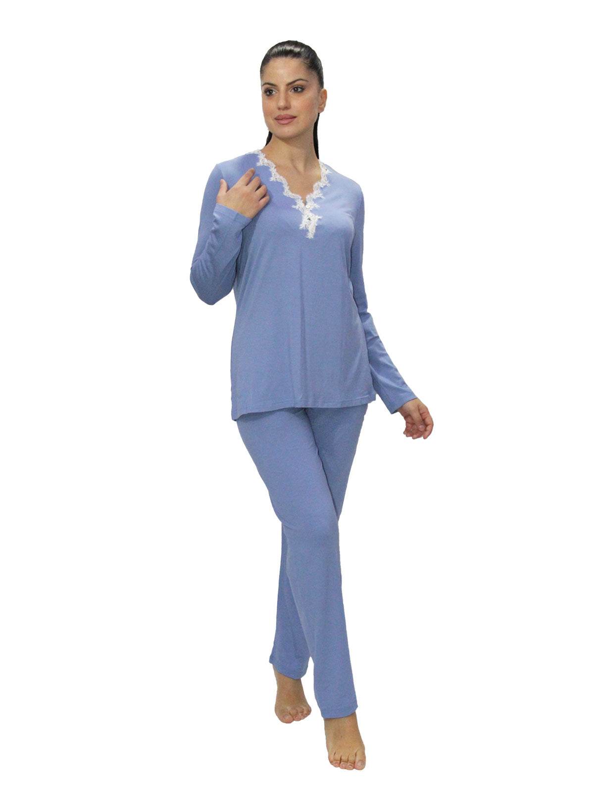 Pigiama Serafino Donna I24816 3 Prima Rosa - evabiancheria