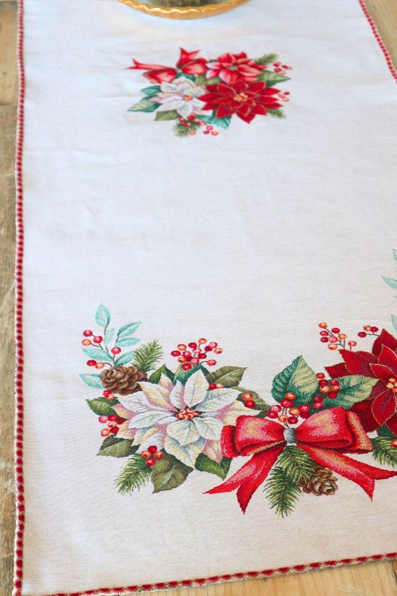 Runner 47x140 Natalizio Biancheria Fiocco Runner Nat Mae - evabiancheria