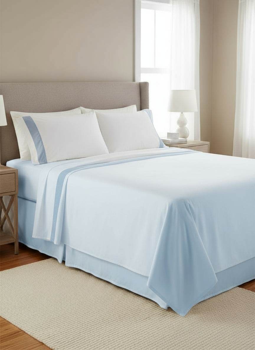 Lenzuola Bicolore Biancheria Time cpl Rebecca Home - evabiancheria