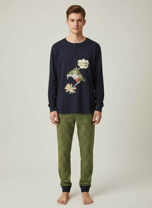 Pigiama Serafino Uomo H6814 Happy People - evabiancheria