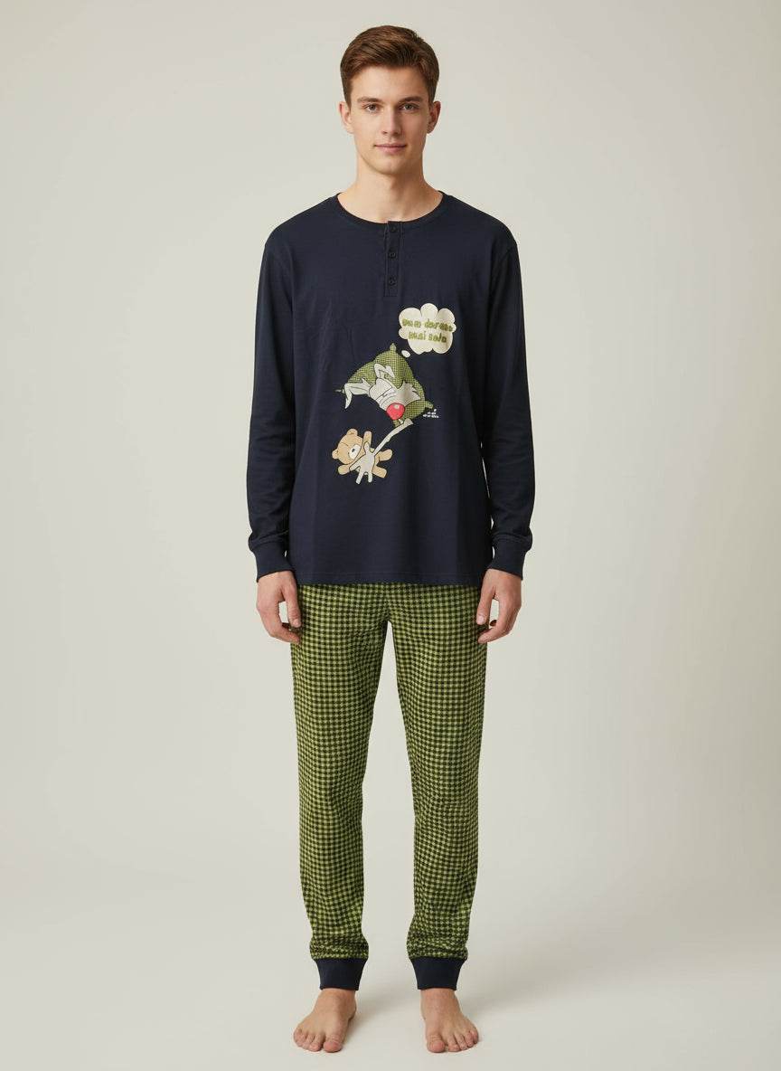 Pigiama Serafino Uomo H6814 Happy People - evabiancheria