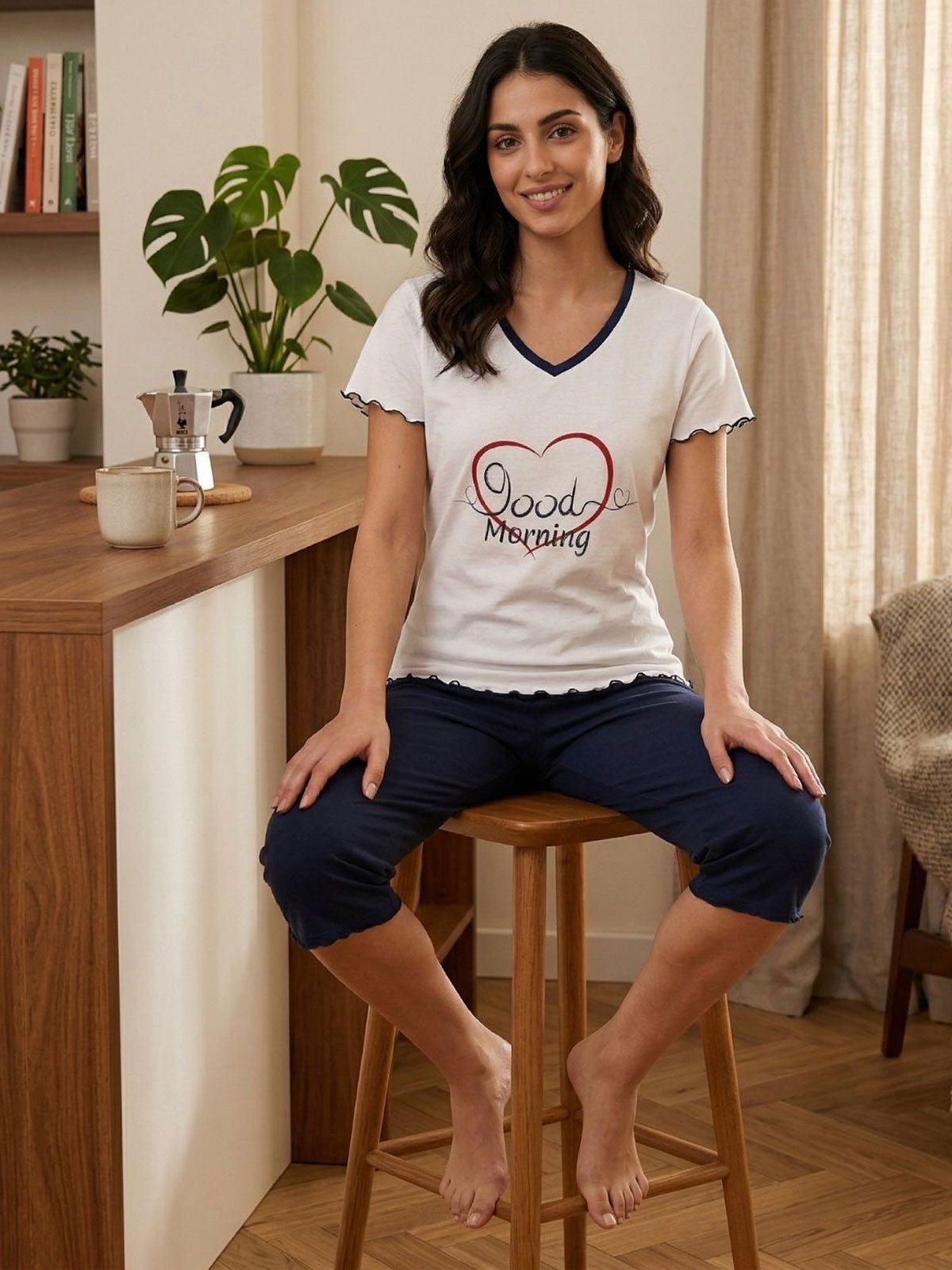 Pigiama corto Donna L0EQK Print White Lovable