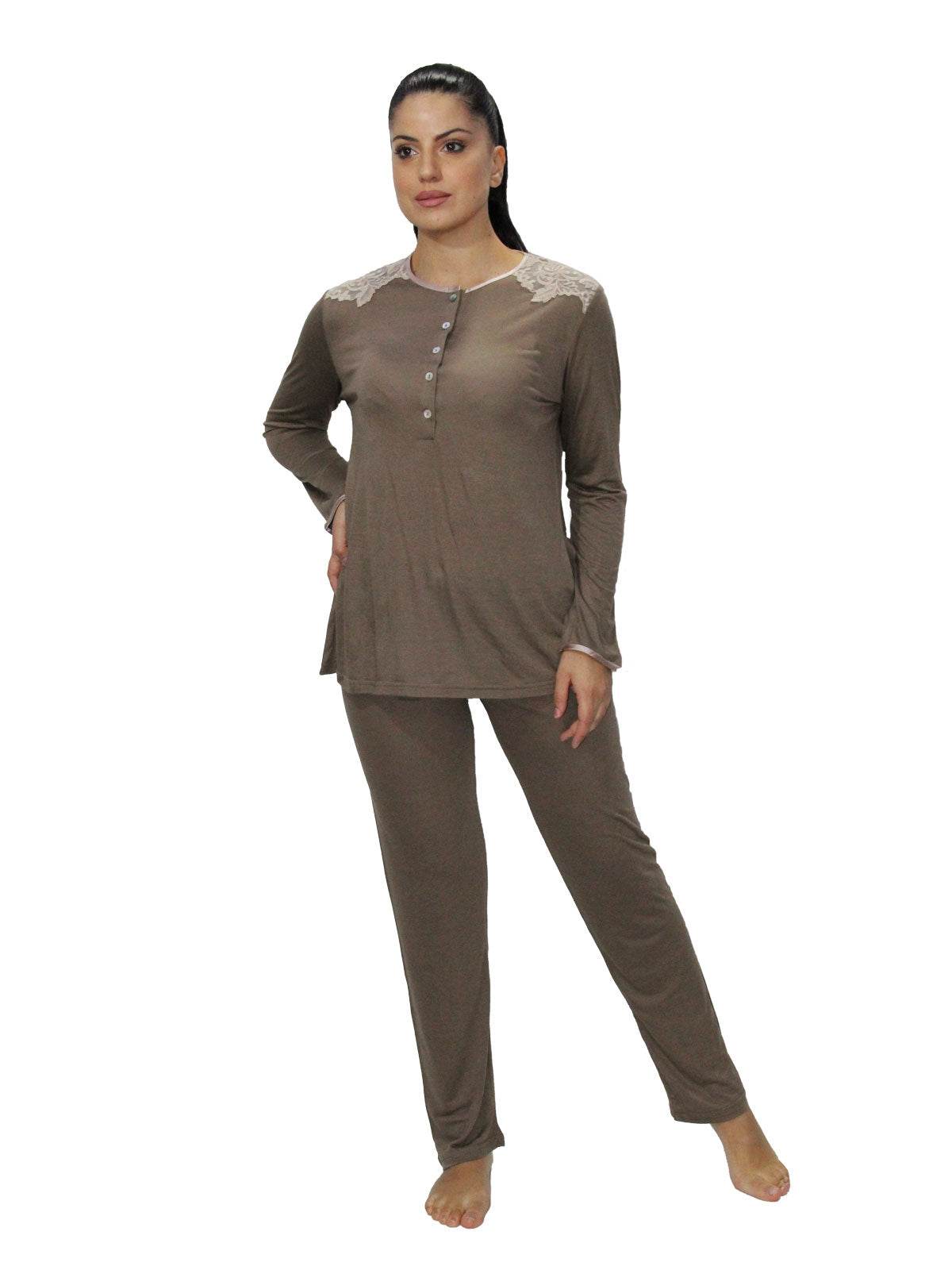 Pigiama Serafino Donna I24822 3 Prima Rosa - evabiancheria