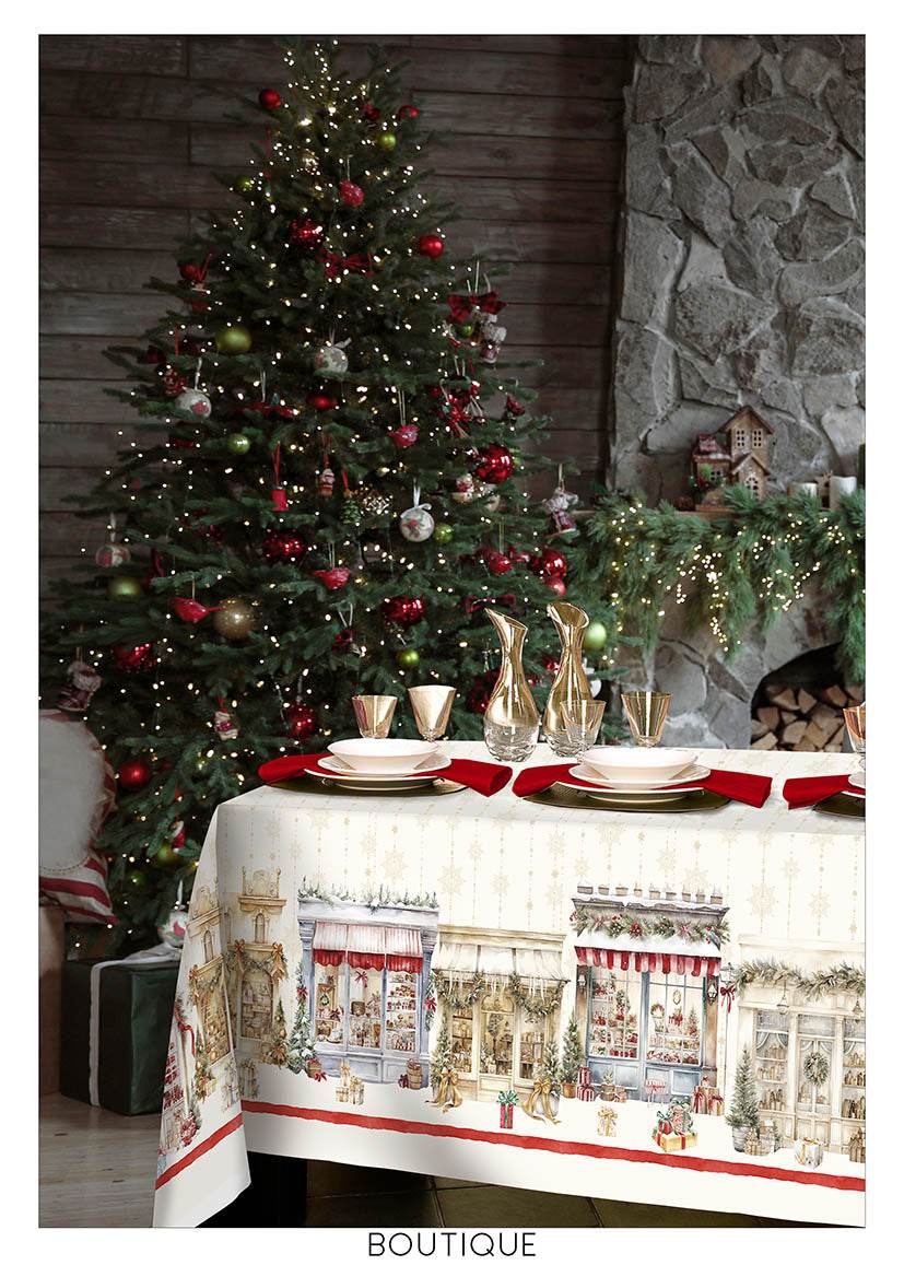 Tovaglia stampata natalizia Biancheria Boutique Tov Tessitura Randi - evabiancheria