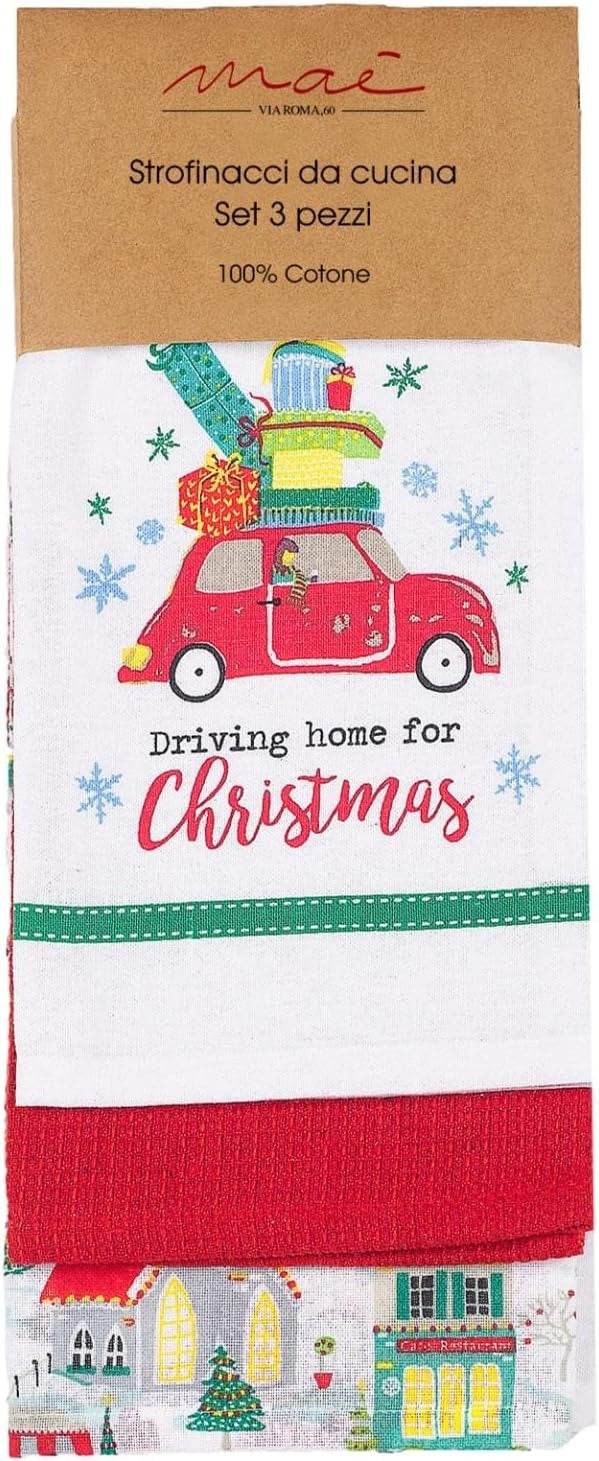Strofinaccio 3 pz Natalizio Biancheria Xmas Macchine strof Mae - evabiancheria