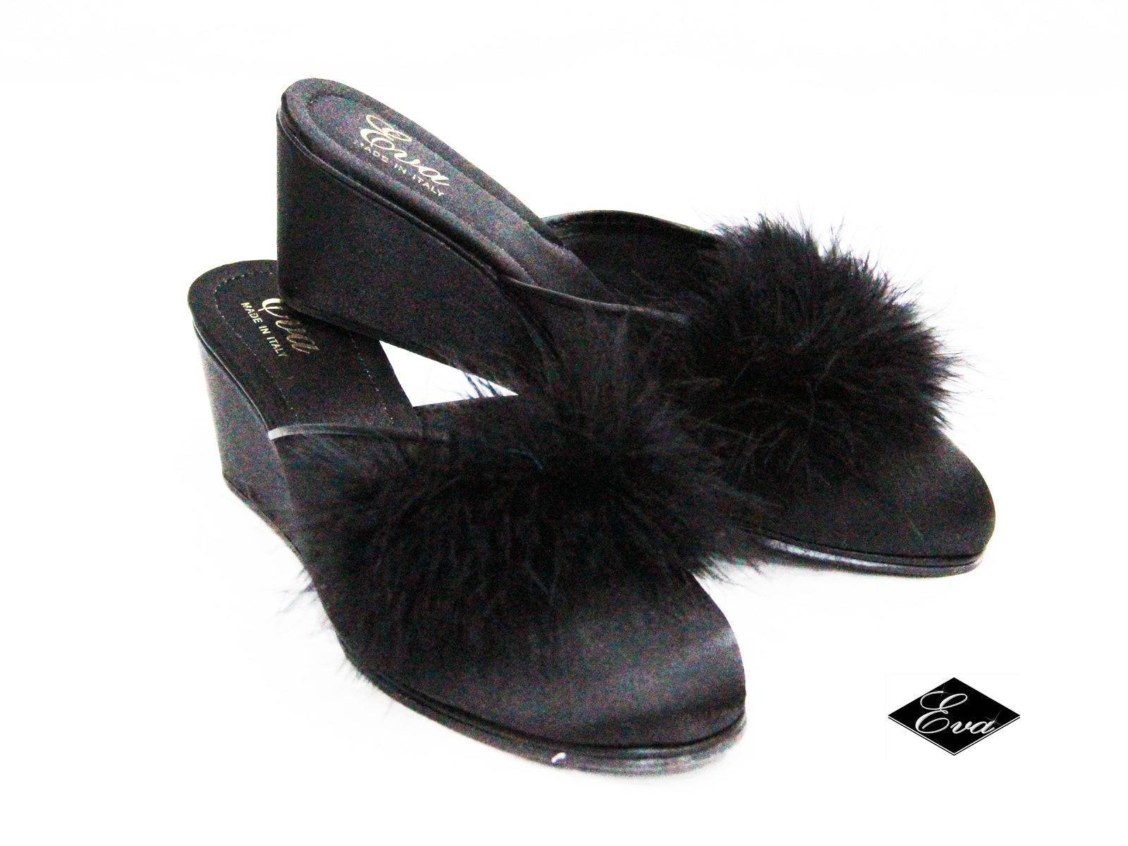 Pantofole Chiusa Donna LUNA CHIUSA MARABOU Eva Collection - evabiancheria