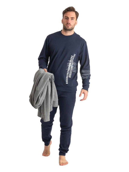 Pigiama Giro collo Uomo UGANDA 4225 blu Ferrucci - evabiancheria