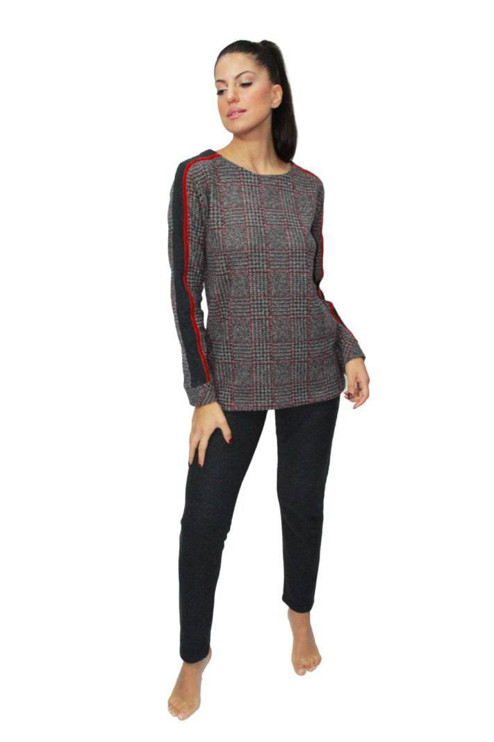 Pigiama Lungo Donna 2680 Rosa e Menta - evabiancheria