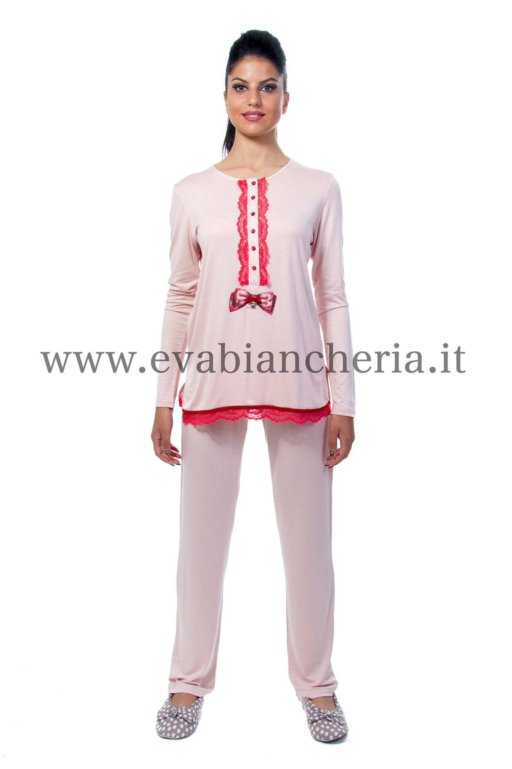 Pigiama Lungo Donna CAPPUCCETTO 8832 Pepita evabiancheria