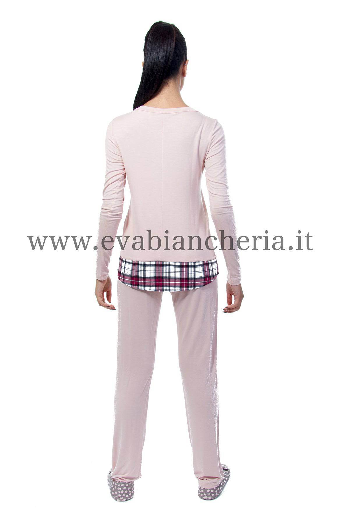 Pigiama Lungo Donna CAPPUCCETTO 8833 Pepita - evabiancheria